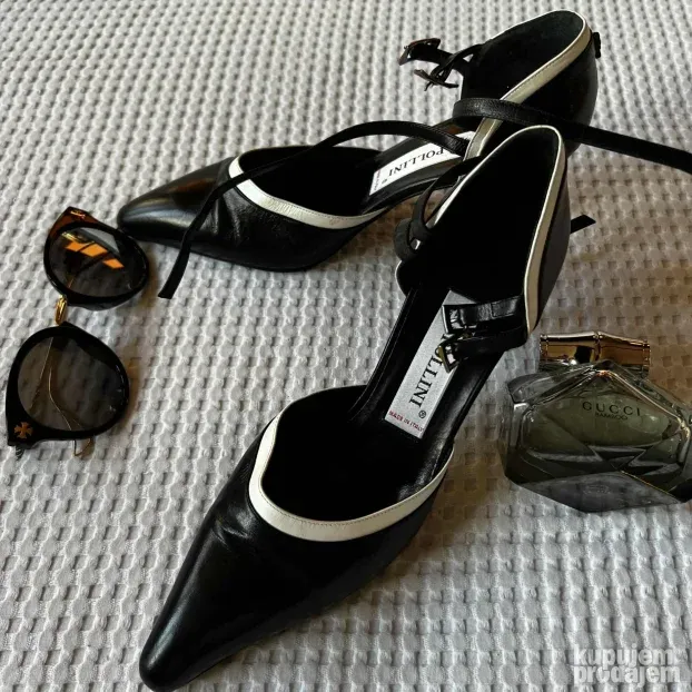 POLLINI ORIGINAL kozne crne cipele sandale 38