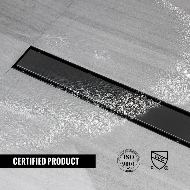 Kanalni linearni slivnik za tuš crni 80cm širina - NOVO