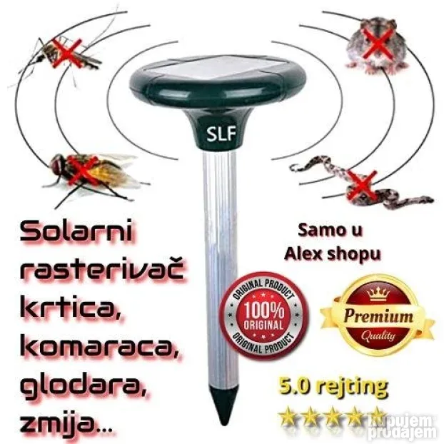 Solarni ultrazvučni rasterivač krtica, komaraca, zmija