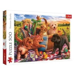 Puzzle štenci Mačići Košara za piknik (500 komada) - Trefl