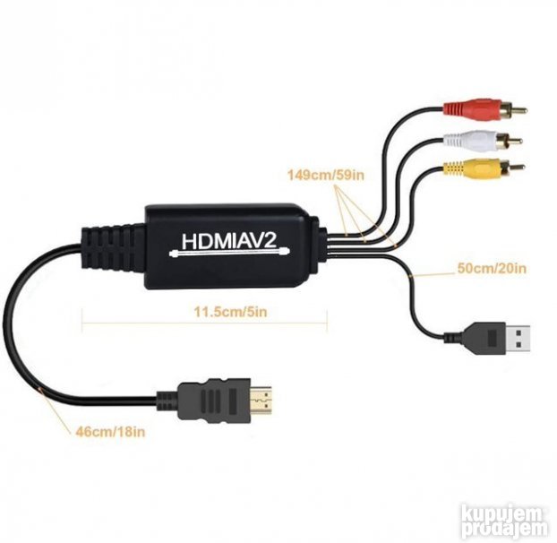Adapter HDMI muški-3xRCA muški