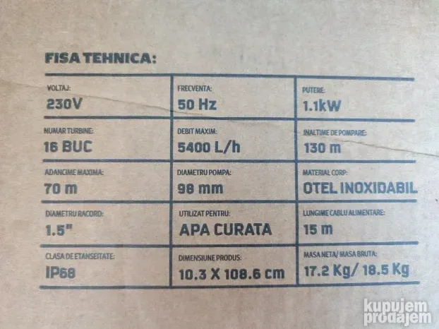 MF-PS1013-G01 Pumpa Raketa MICUL FERMIER 1,1 kW 16 Turbina