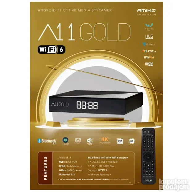 Prijenik IPTV, Android OS, 4/32 GB, 4K, WiFi