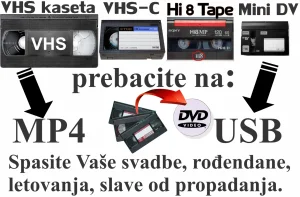 VHS Hi8 miniDV prebacivanje digitalizacija  na  DVD USB