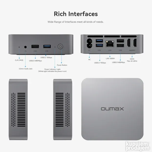 Mini PC Oumax Max N N95, 8GB, 256GB, Win11 PRO