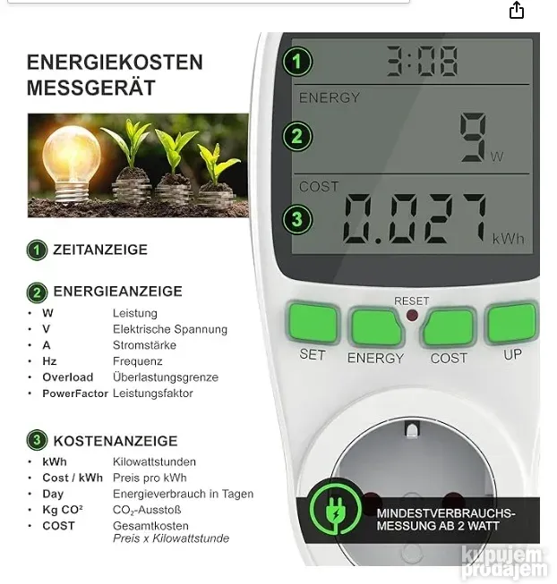 WAT METAR , AMPER , VOLT  kWh, na uticnicu.  Arendo