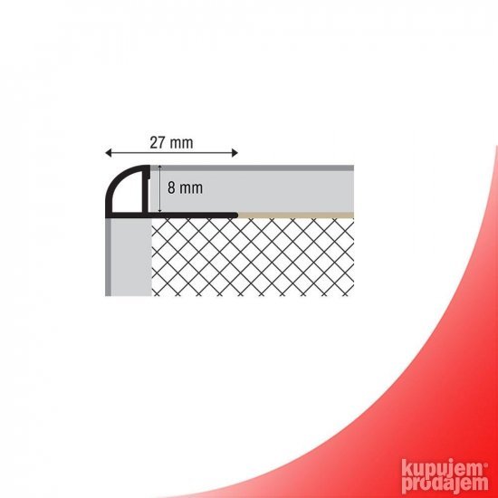 PVC Ugaona lajsna za keramiku PJE-08/10/12