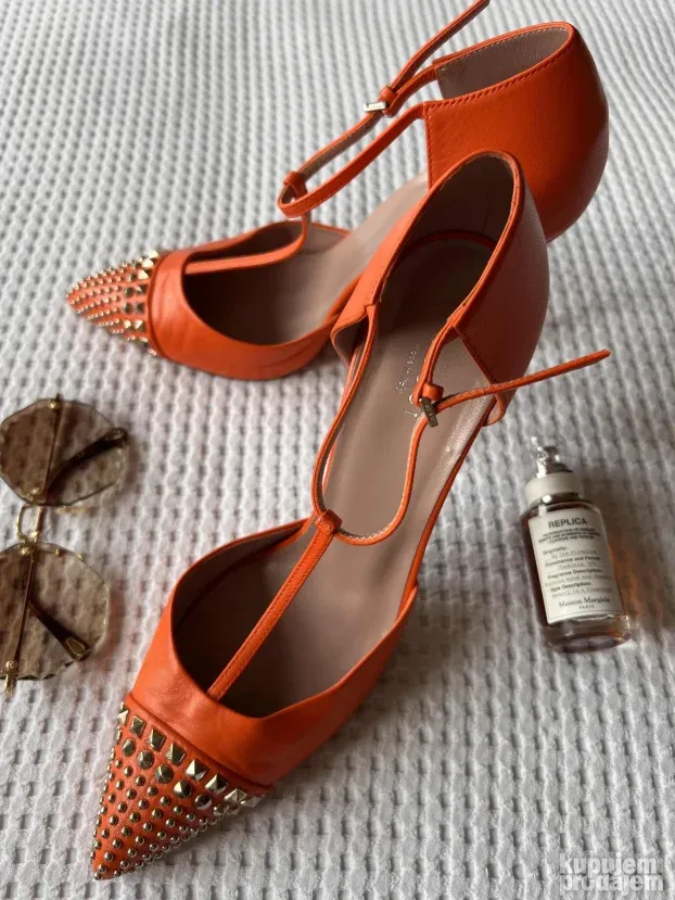 GUCCI ORIGINAL narandzaste kozne stikle sandale 40.5 26-26cm