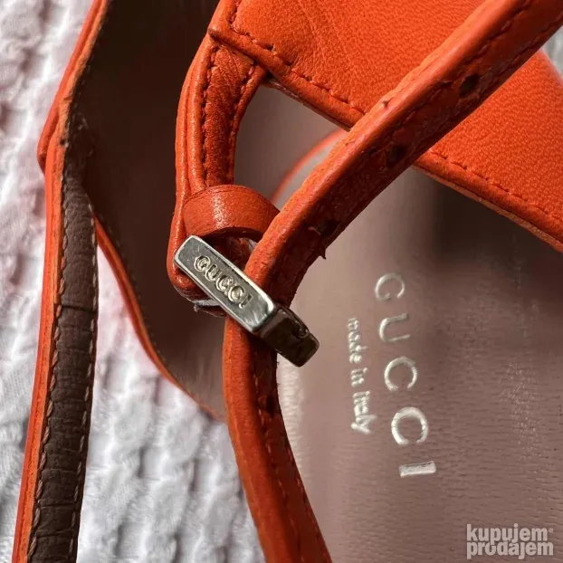 GUCCI ORIGINAL narandzaste kozne stikle sandale 40.5 26-26cm