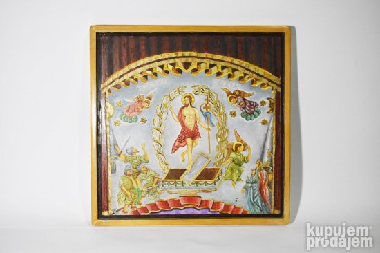 Ikona Vaskrsenje Hristovo rucni rad na drvetu