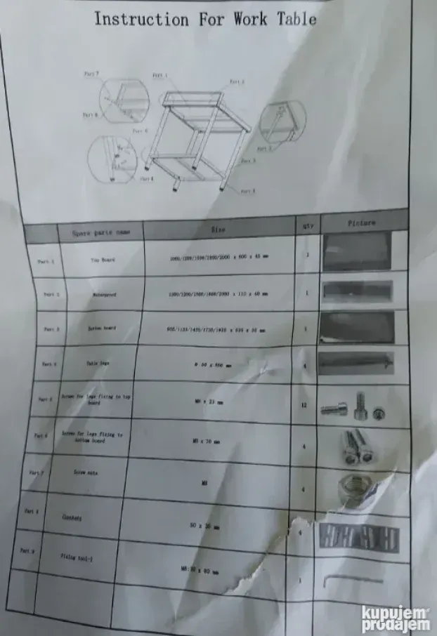 prohrom radni sto veliki sa policom NOV 1,2mi 1,5met