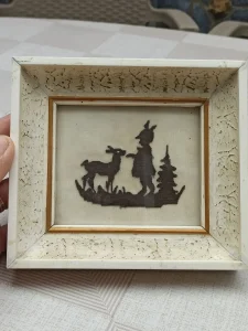 Retro mali prelep goblen u etno ramu 18.5x16.5cm