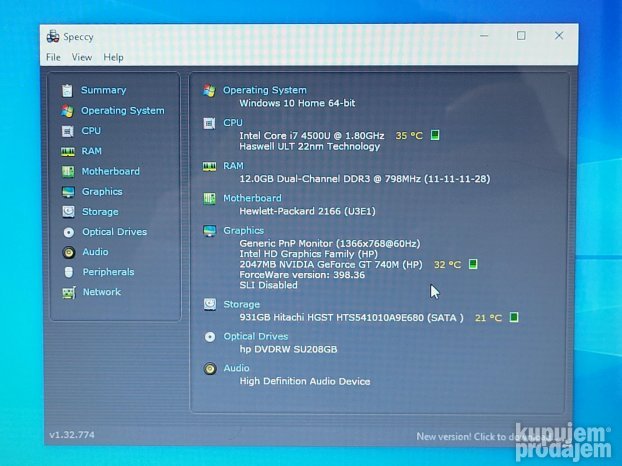 Laptop HP Pavilion 15-n088sz i7-4500U 12GB 1TB 15.6" Touch