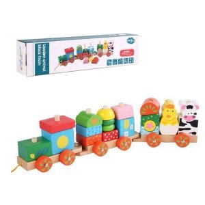 Igračka za bebe drveni vozić 61/29033