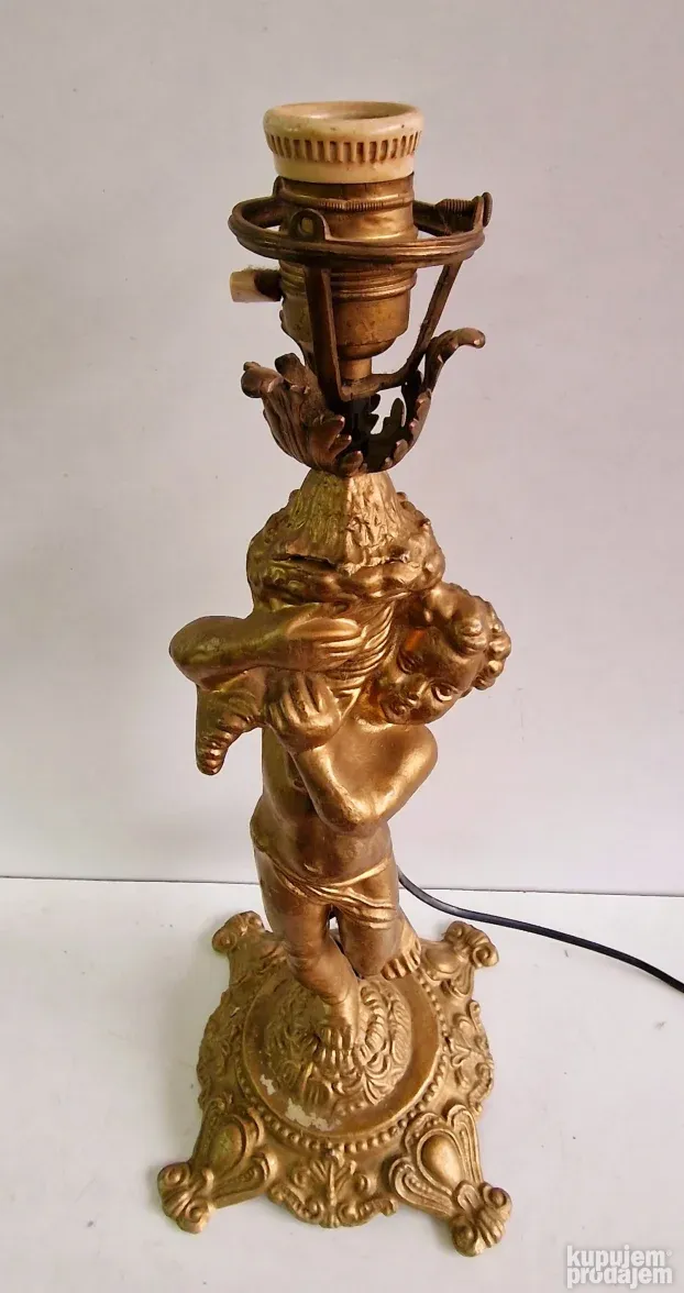 Prelepa velika mesingana lampa Andjeo - 19ti vek