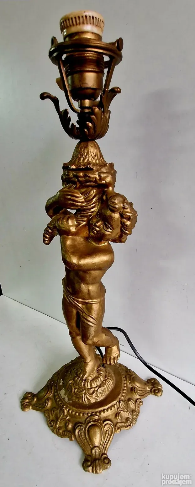 Prelepa velika mesingana lampa Andjeo - 19ti vek