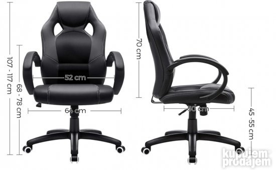 Kancelarijska Stolica (Crna) do 150kg OBG56B- Songmics