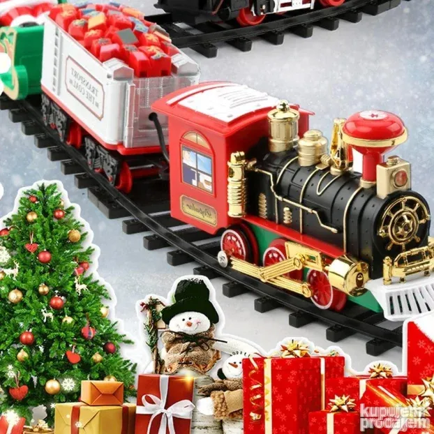 Veliki Novogodišnji vozić sa deda mrazom -3vagona