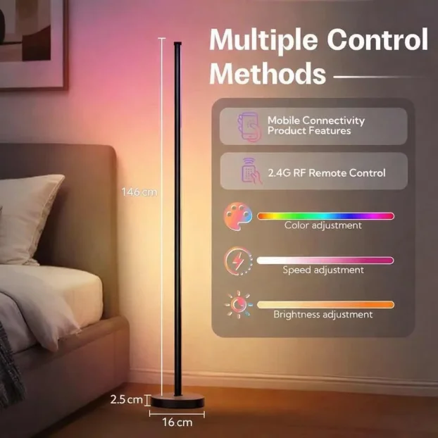 podna lampa zuto svetlo plus rgb novo 1.5m