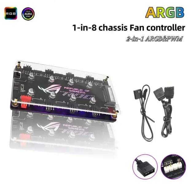 ARGB  fan kontroler rgb fan kontroler pwm rgb logo asus rog