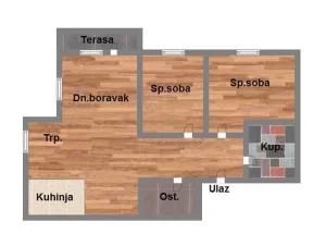 Trosoban u izgradni Som. bulevar 57m2