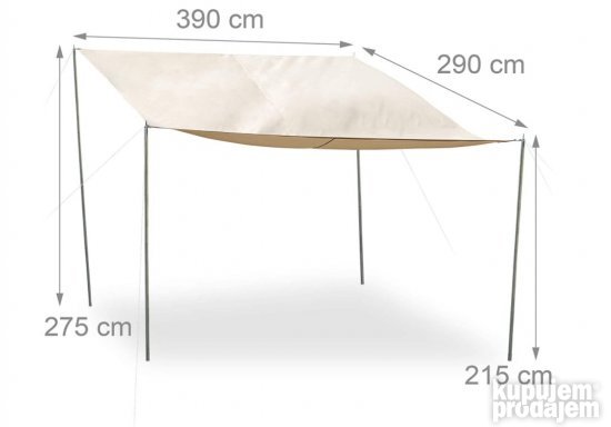 Suncano Jedro za Dvoriste 3x4m Bez Boja- Relaxdays