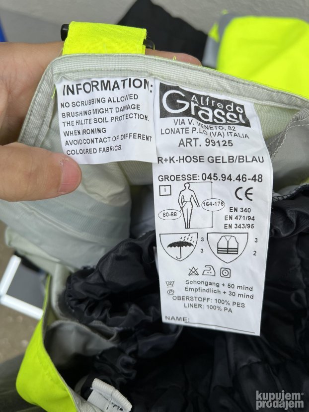 Alfredo Grassi Gore-Tex fluo postavljene pantalone S NOVO