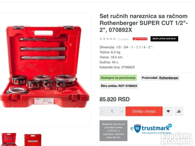 Elektricna nareznica ROLLER KING 2" & Rothenberger nareznica