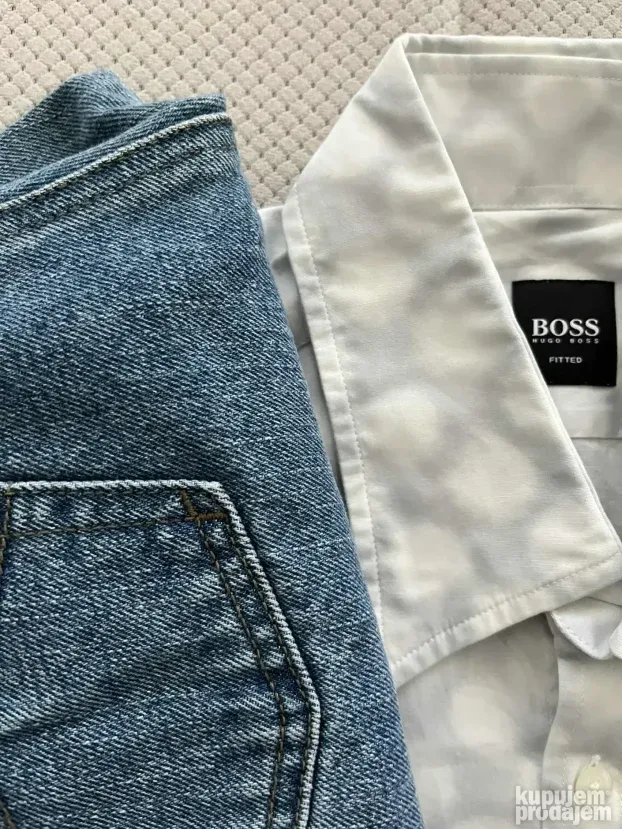 Sivo bela tufnasta kosulja (L) Hugo Boss - Made in Italy