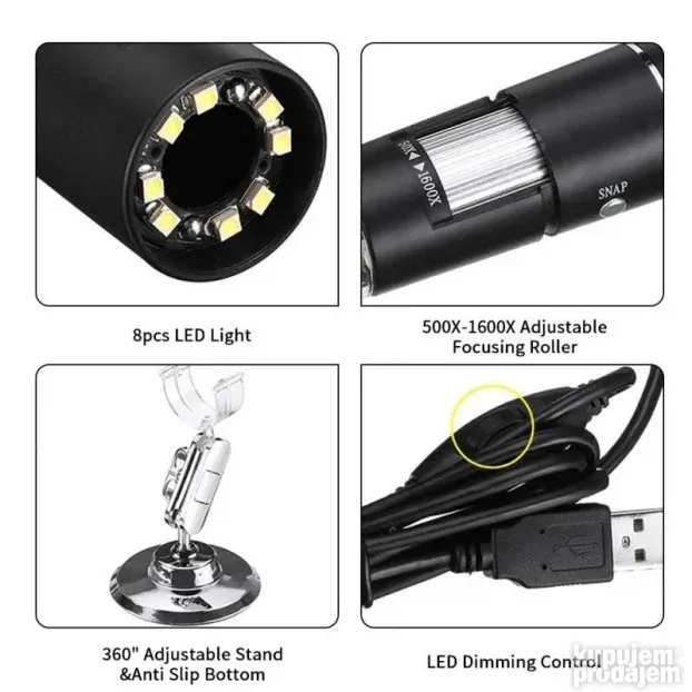 USB mikroskop digitalni mini prenosivi sa stalkom veliki zum