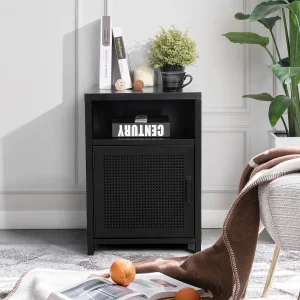 Isaiah noćni stočić, crna, ind.stil, metal, 39x35x56cm