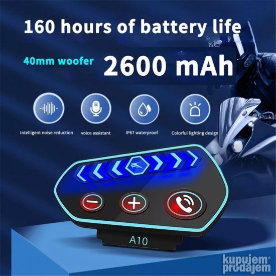 Bluetooth komunikator A10 za kacigu full face
