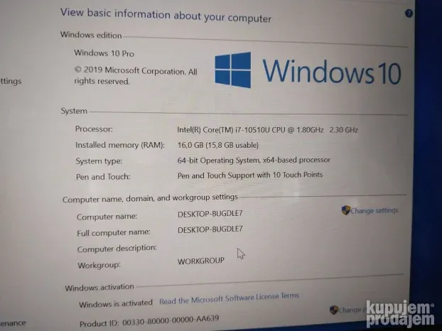 Hp Pavilion X360 touchscreen 14" i7 10 gen 16Gb Ram