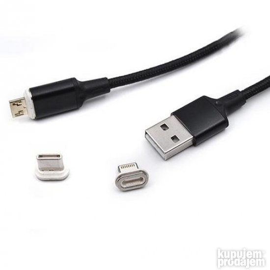 USB kabl magnetni na IP/Tip C/Mikro 1m Kettz