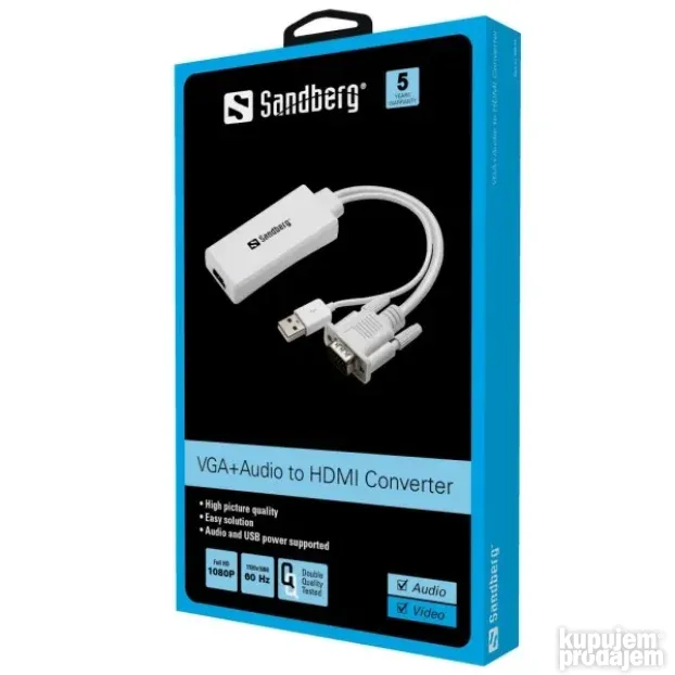 SANDBERG Adapter VGA + Audio na HDMI FHD 508-78