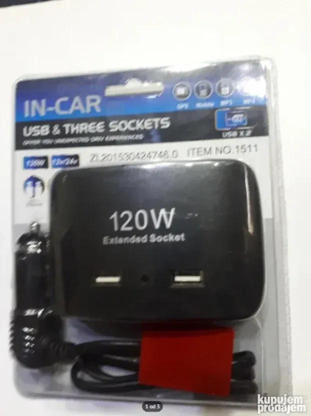 auto punjac na upaljac razdelnik za 3 + 2 usb