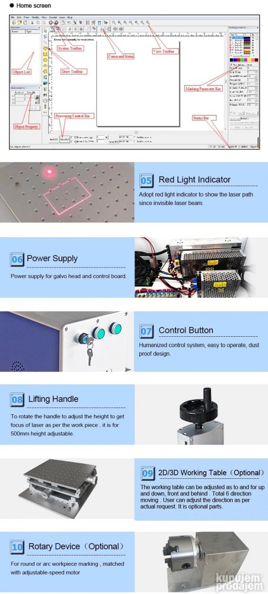 fiber laser 20w MBL F20A za markiranje graviranje i secenje