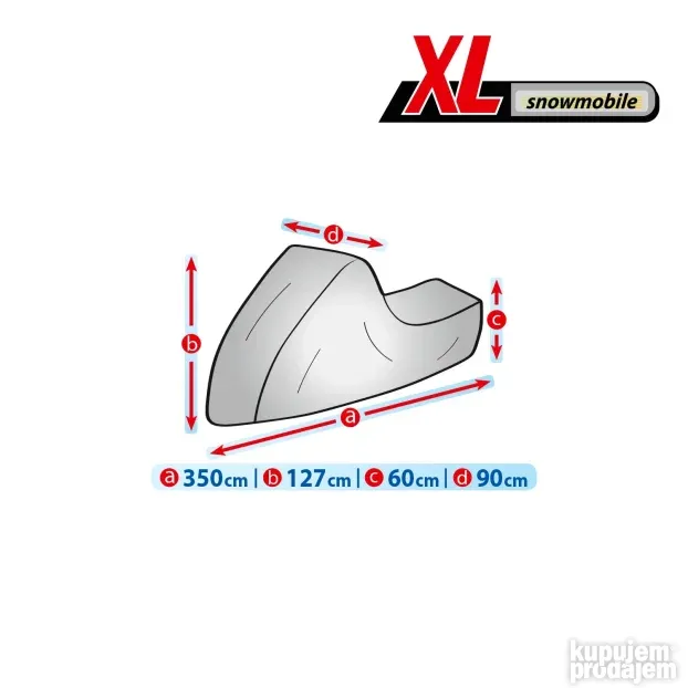 Cerada za motorne sanke XL dimenzije 350x127x60x90cm