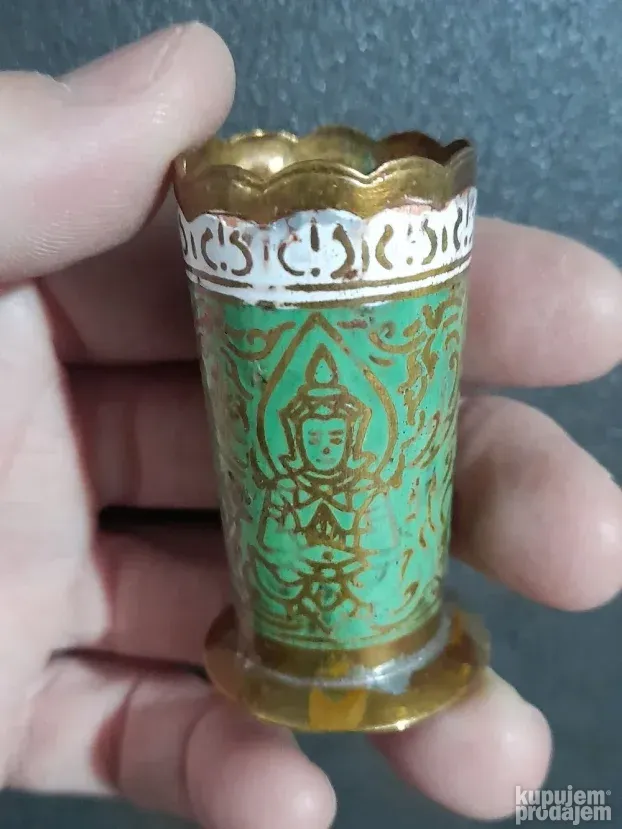 Stari Tibet set za so i biber mesing cloasonne odlican