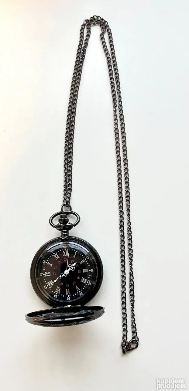 Pocket Watch Džepni Sat Kvarcni black 40cm Chain