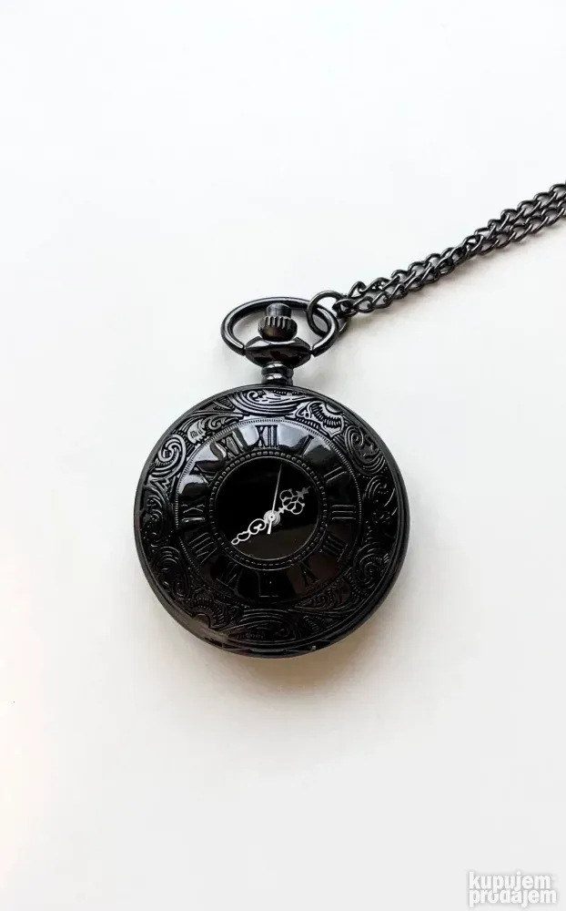 Pocket Watch Džepni Sat Kvarcni black 40cm Chain