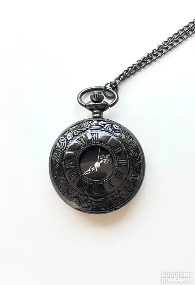 Pocket Watch Džepni Sat Kvarcni black 40cm Chain