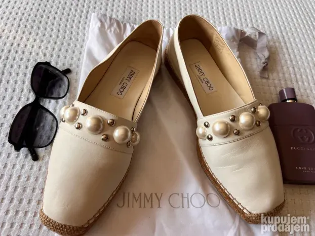 JIMMY CHOO ORIGINAL NOVE krem kozne mokasine 40
