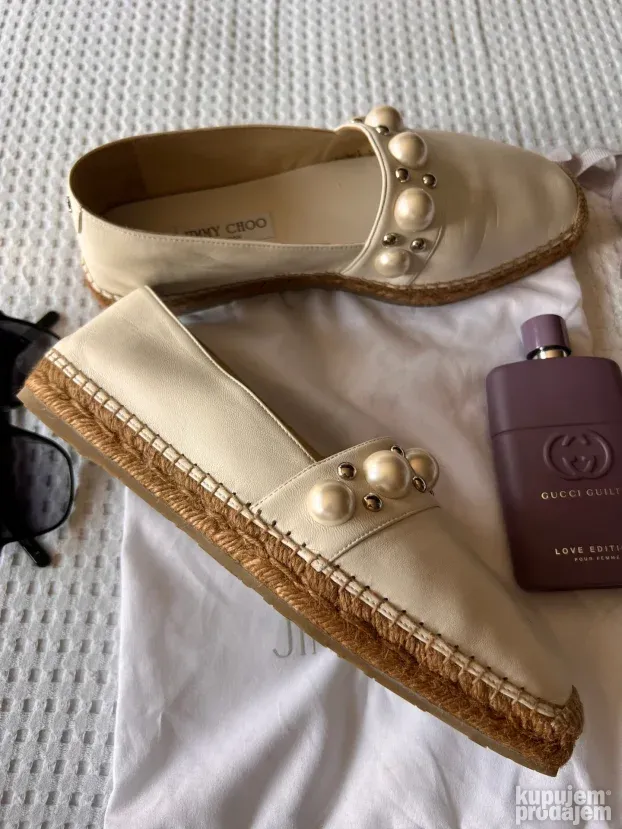 JIMMY CHOO ORIGINAL NOVE krem kozne mokasine 40