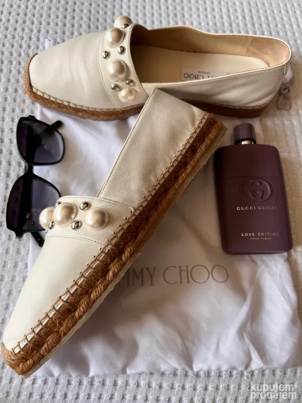 JIMMY CHOO ORIGINAL NOVE krem kozne mokasine 40
