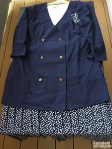 KOMPLET ženski letnji, teget sa bluzom, lep, br. 46/L, UK