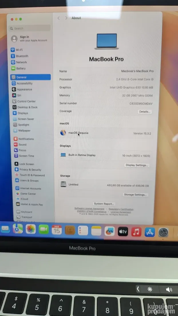 Macbook PRO 16 2019 A2141 SILVER Core i9 32gb 512ssd