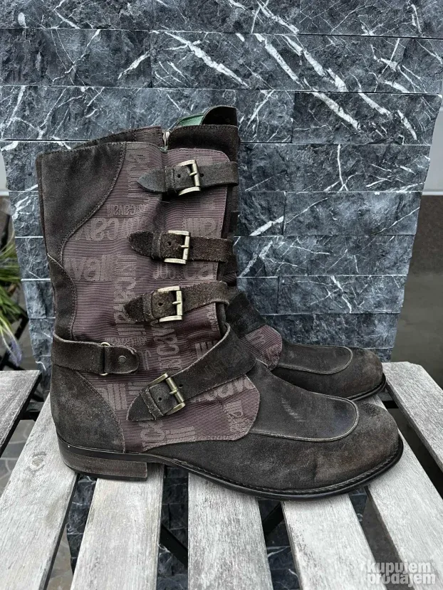 JUST CAVALLI Muske kozne cizme ORIGINAL Vel 43 Biker Braon