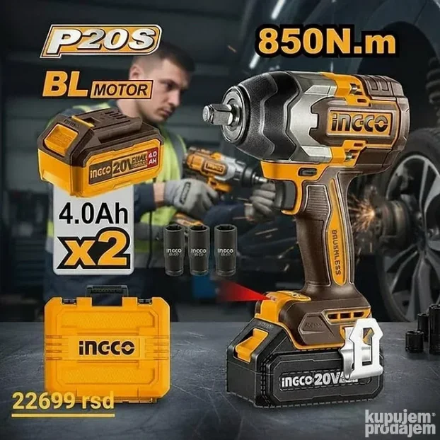 Ingco Aku udarni odvijač 1/2 850Nm CIWLI2085 SUPER INGCO