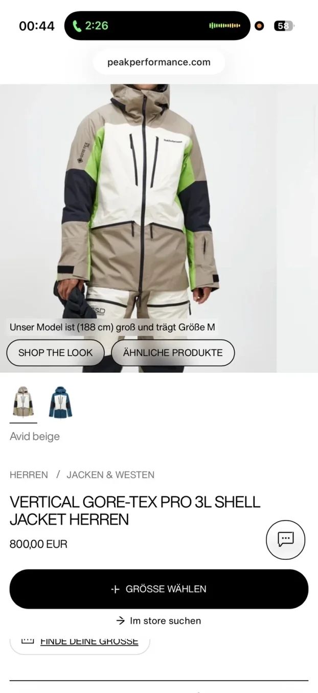 PEAK PERFORMANCE Vertical GORE-TEX Pro 3L Shell Jacket Men